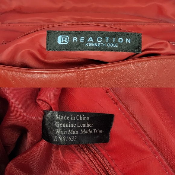 KENNETH COLE REACTION | Genuine Leather Red Shoulder Bag Purse - Picture 9 of 10